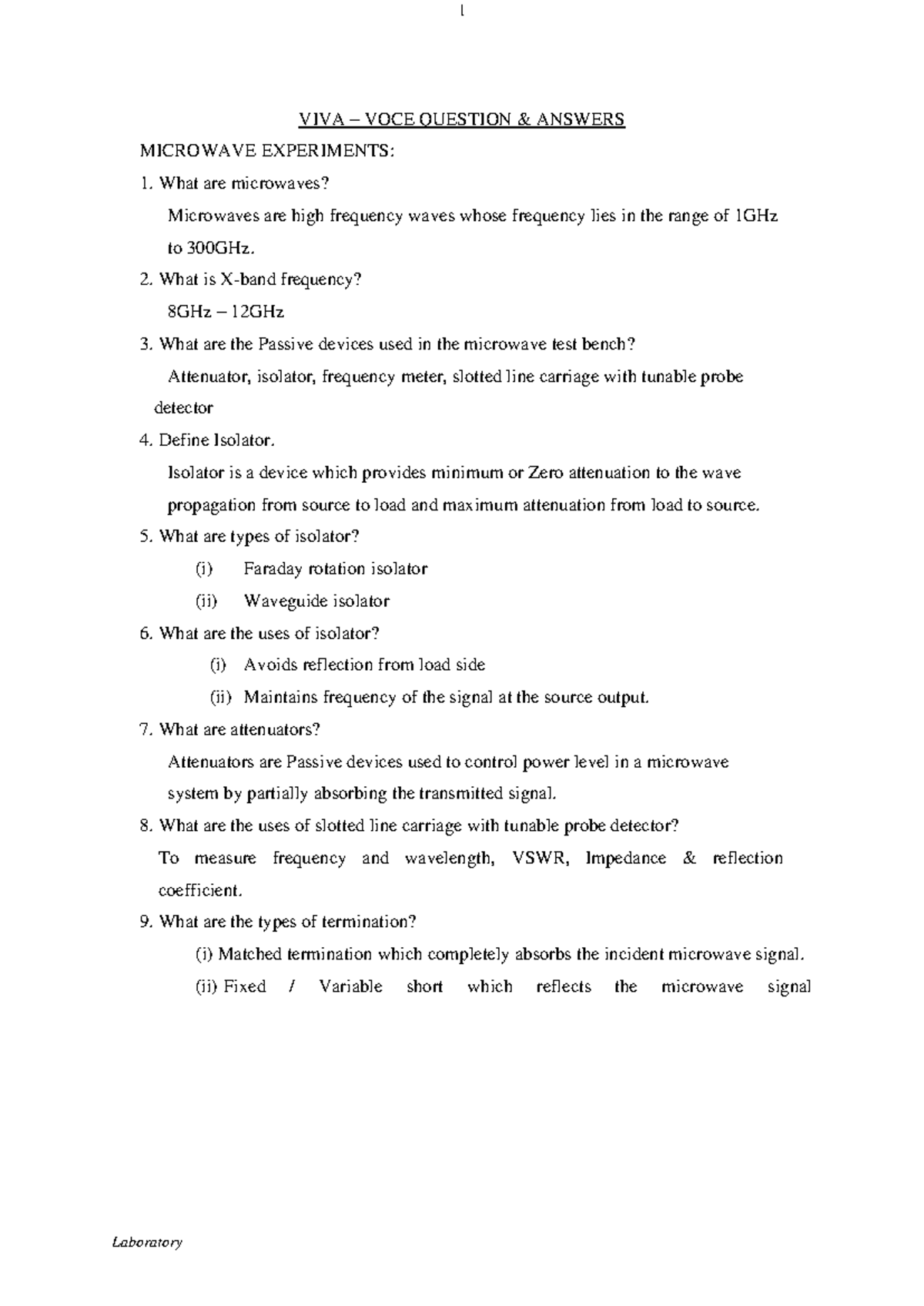 Microwaveconverted LAB VIVA Laboratory VIVA VOCE QUESTION