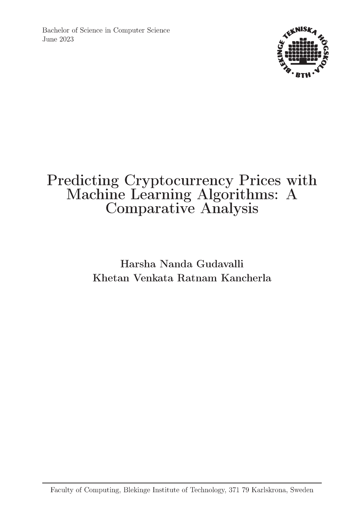 bachelor thesis cryptocurrency
