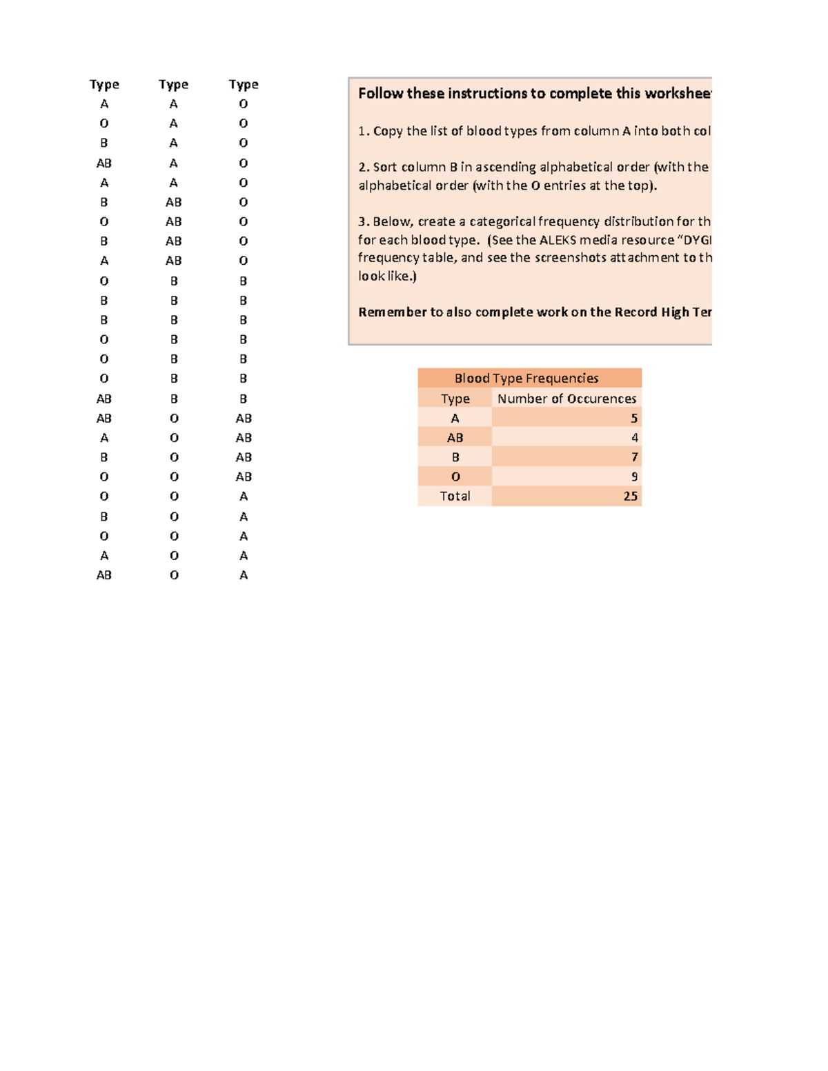 QR 4-11 - Week 4 Assignment - Type Type Type A A O O A O B A O AB A O A ...