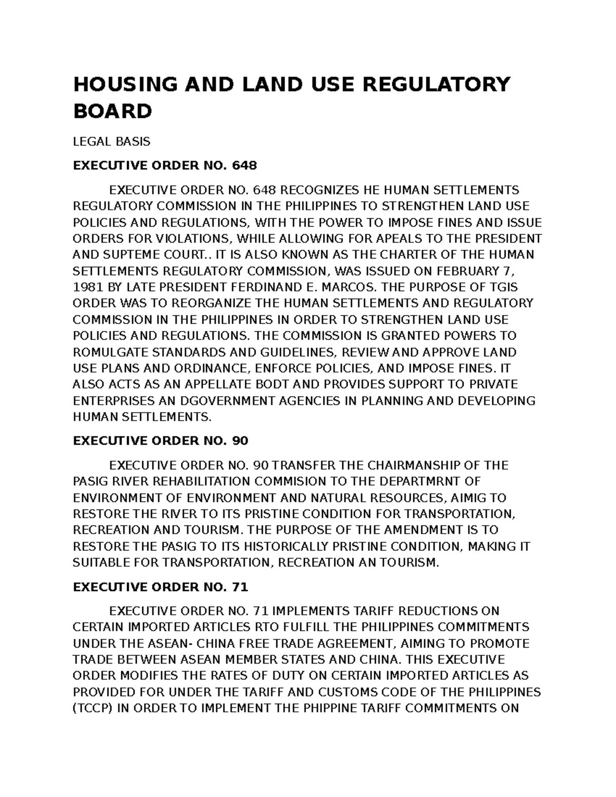 Housing AND LAND USE Regulatory Board HOUSING AND LAND USE REGULATORY