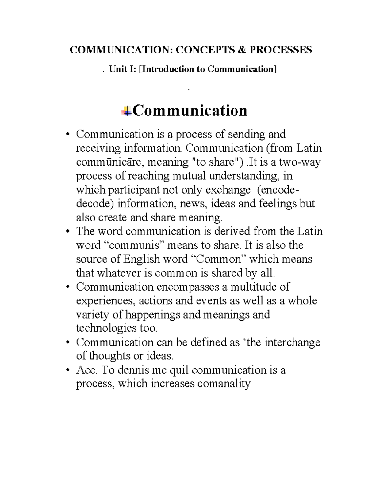 Complete Notes-Communication Concepts - COMMUNICATION: CONCEPTS ...