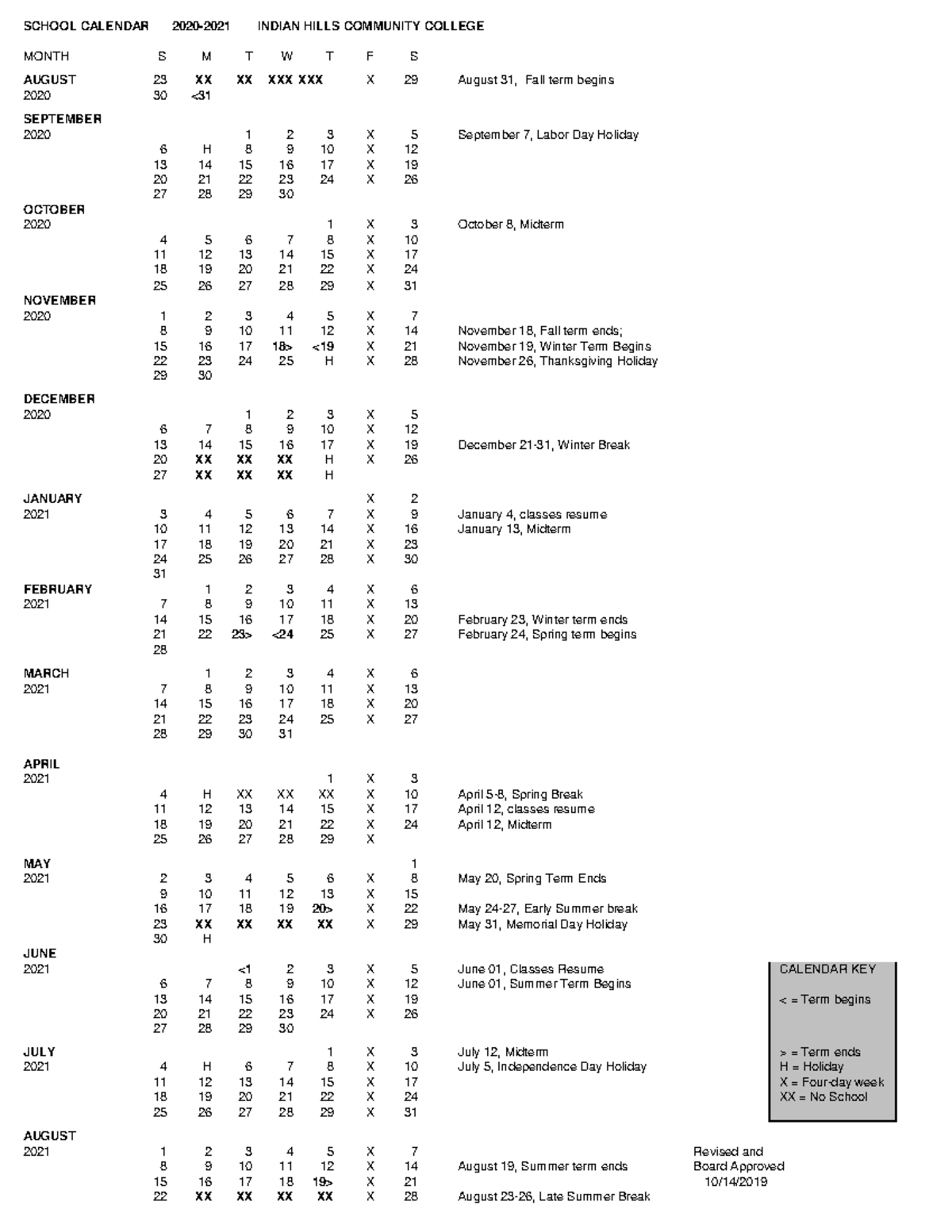 Academic calendar 2020-2021 - SCHOOL CALENDAR 2020-2021 INDIAN HILLS