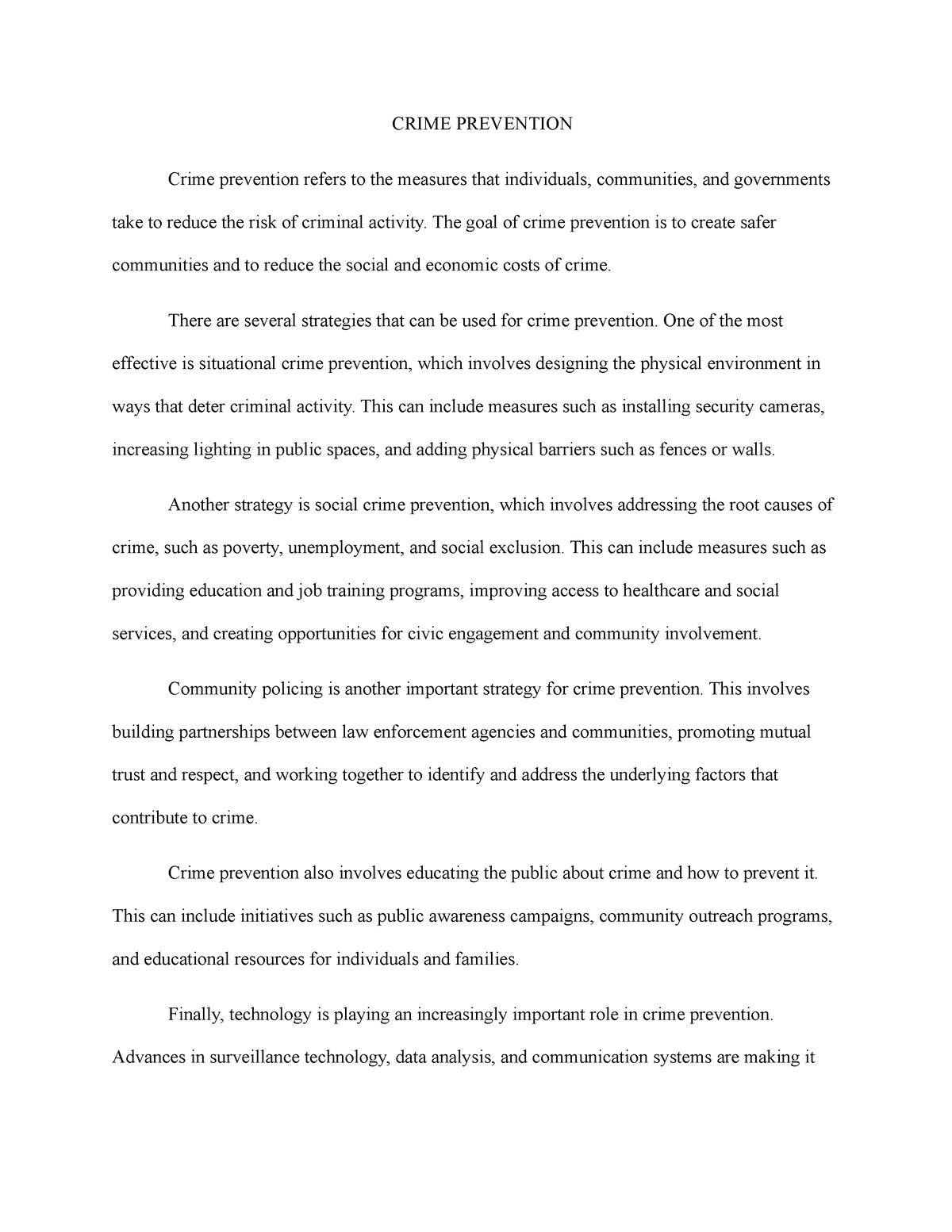 crime prevention essay introduction