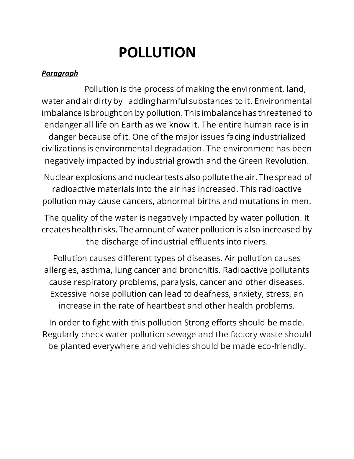 Paragraph Pollution POLLUTION Paragraph Pollution Is The Process Of   Thumb 1200 1553 