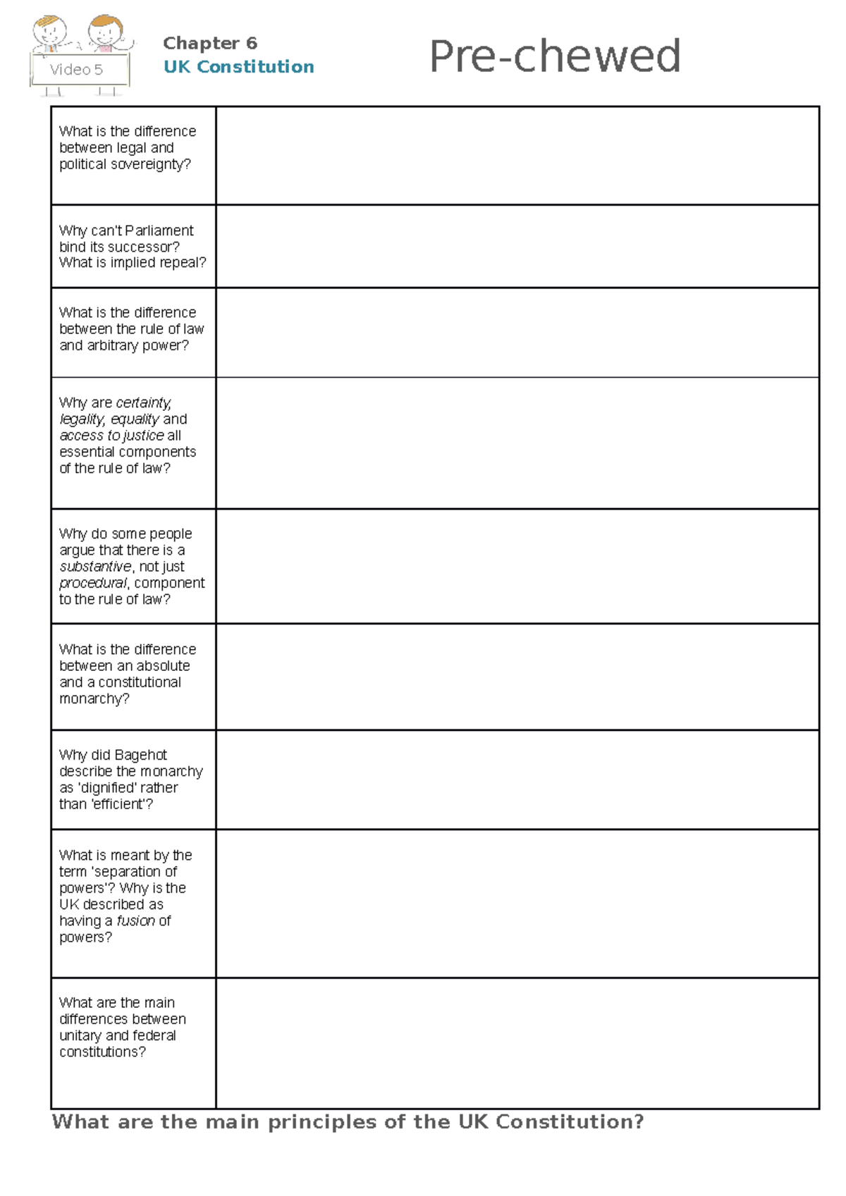 What are the main principles of the uk constitution worksheet - What is ...