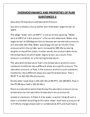 Properties OF PURE Substances 1 - THERMODYNAMICS AND PROPERTIES OF PURE ...