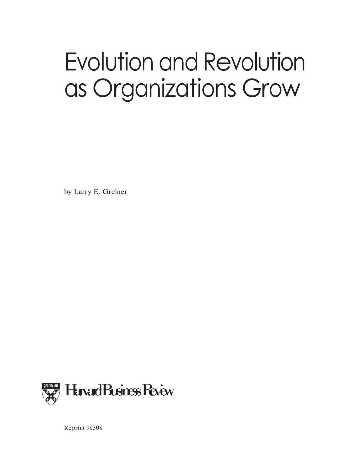 Evolution And Revolution As Organizations Grow - Evolution And ...