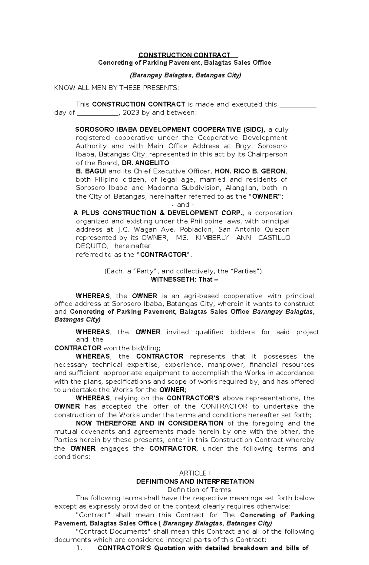 Construction-contract-a-plus compress - CONSTRUCTION CONTRACT ...