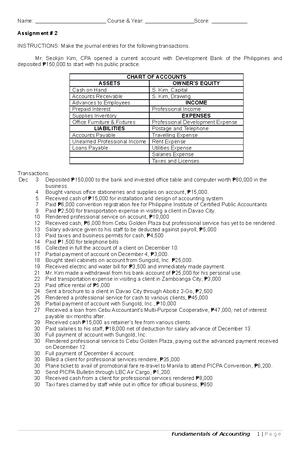 accounting practical - Fundamentals Of Accounting - Studocu