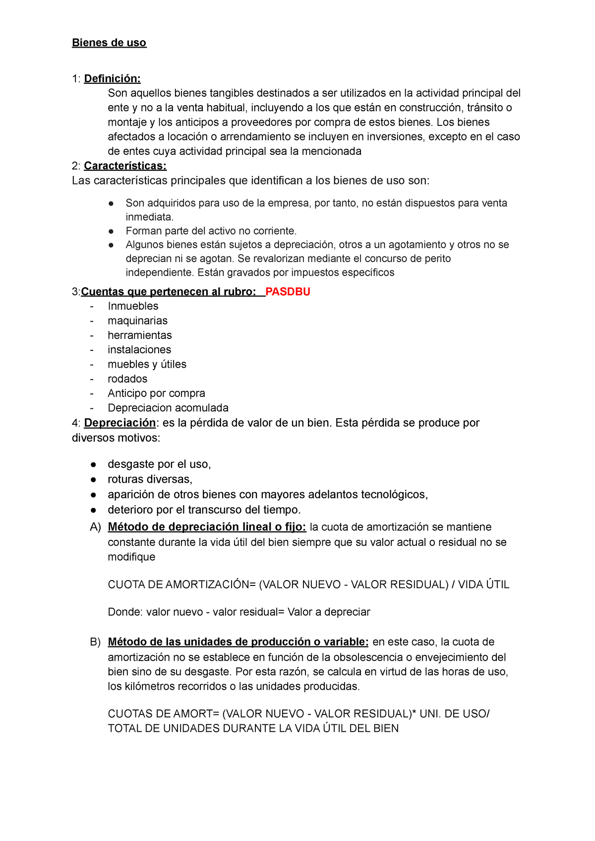 Bienes De Uso Trabajo Practico Bienes De Uso 1 Definición Son Aquellos Bienes Tangibles 9489