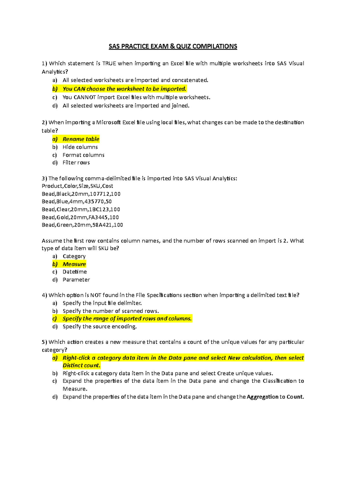 SAS Practice EXAM ^0 QUIZ Compilations - SAS PRACTICE EXAM & QUIZ ...