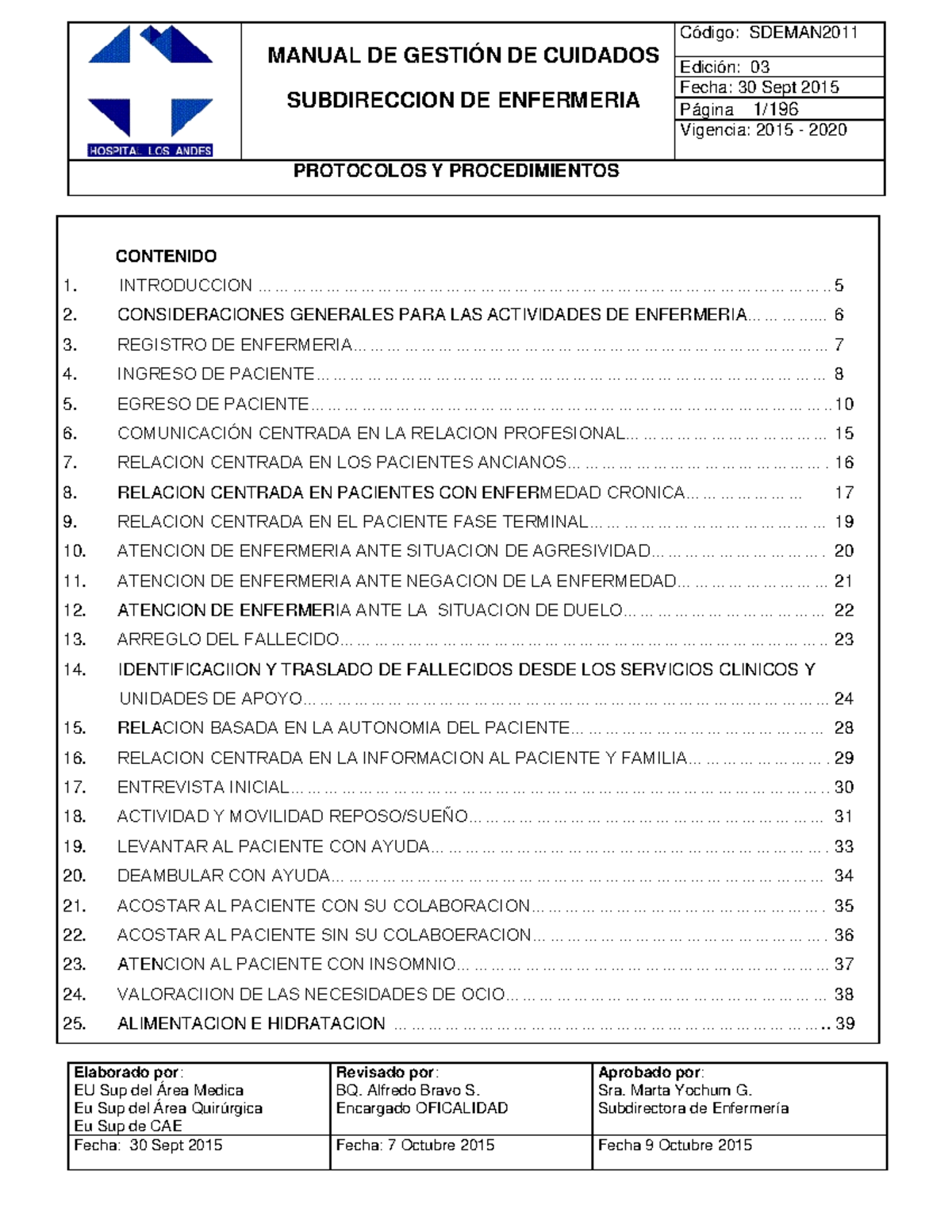 Manual - Procedimientos DE Enfermeria 2015-2020 ED - MANUAL DE GESTIÓN ...