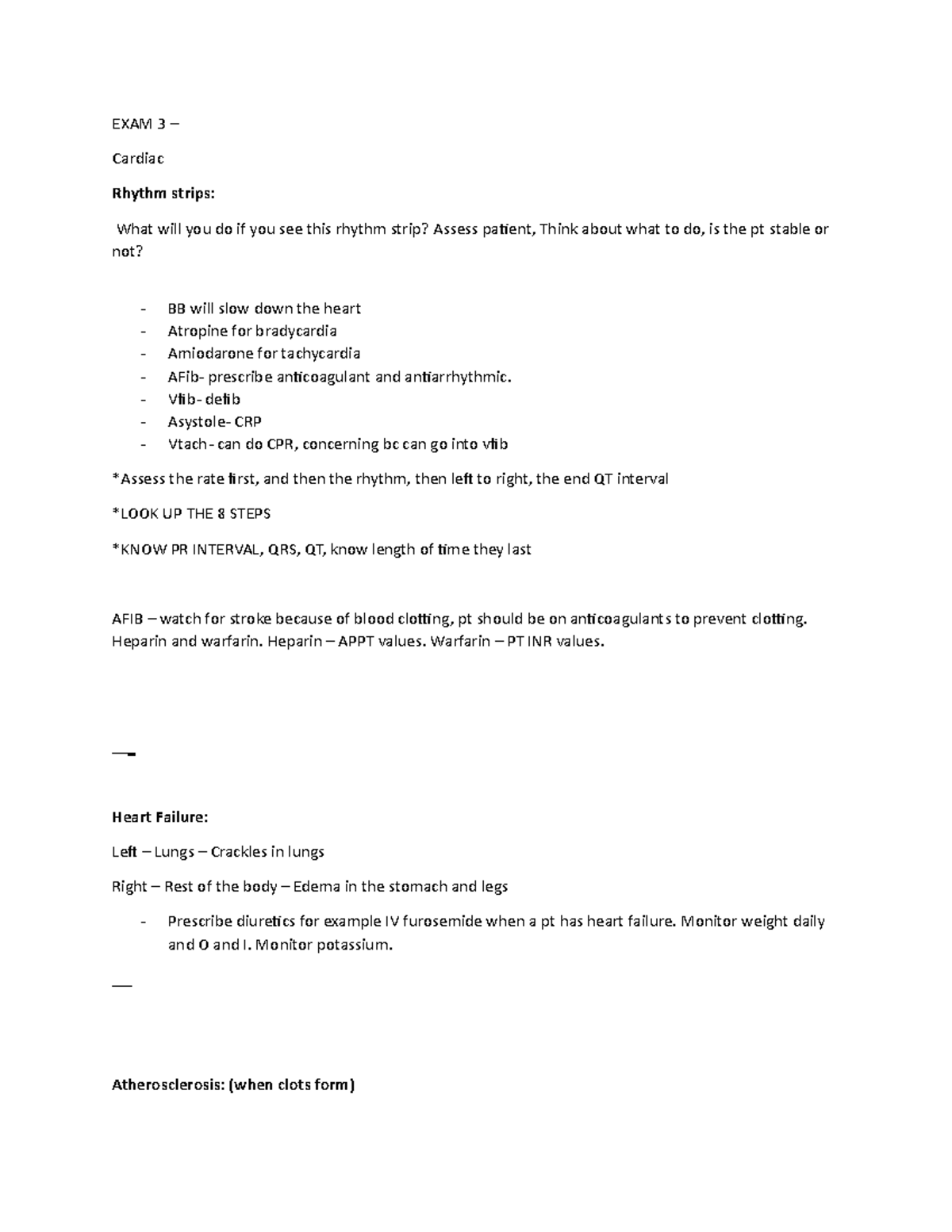 EXAM 3 IN Class Lecture - EXAM 3 – Cardiac Rhythm strips: What will you ...