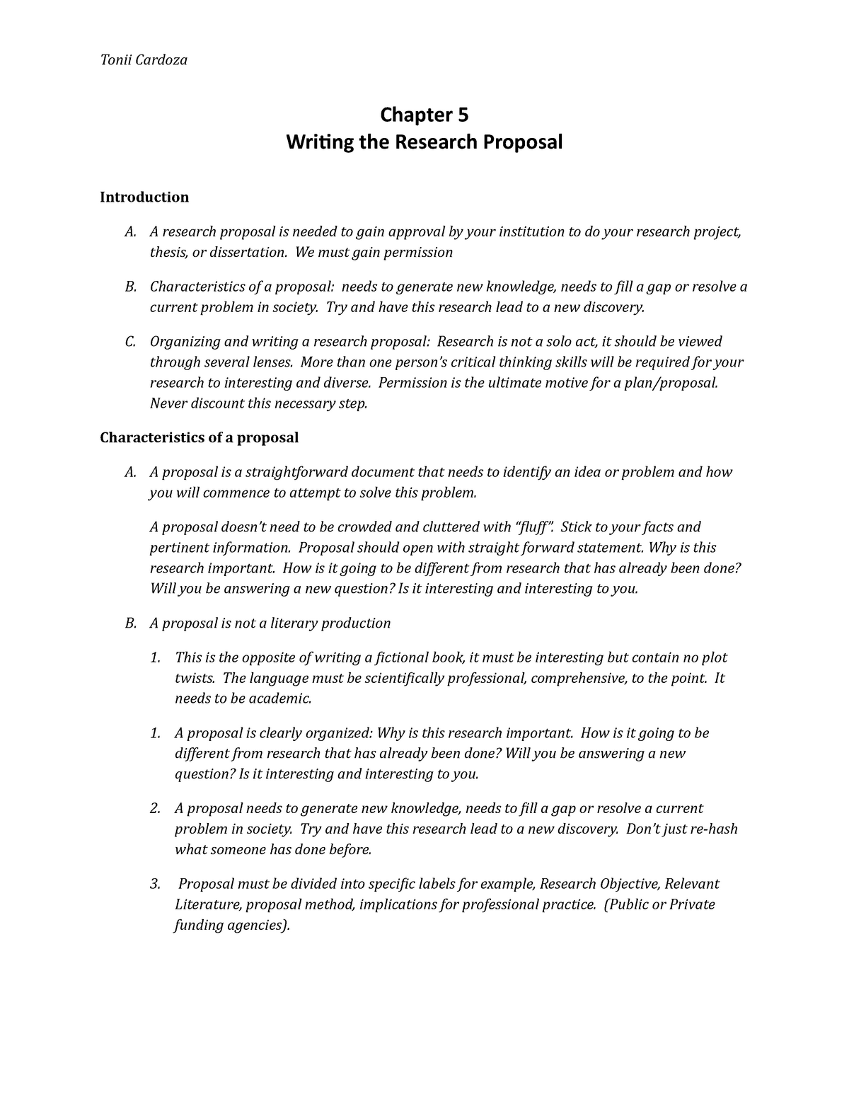 research proposal chapter 5