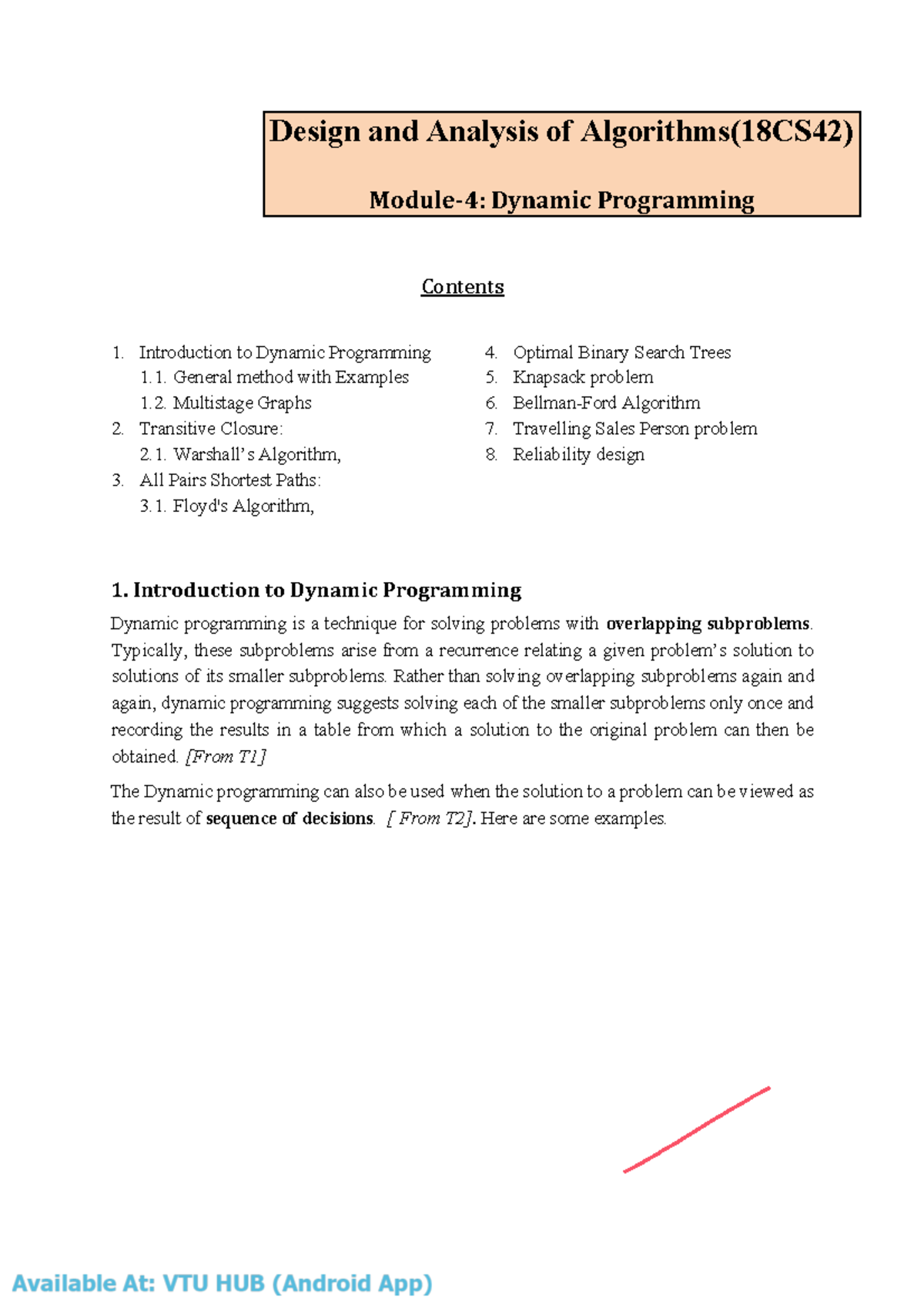 Vtuhub ADA 4 - Benki - Design and Analysis of Algorithms(18CS42) Module ...