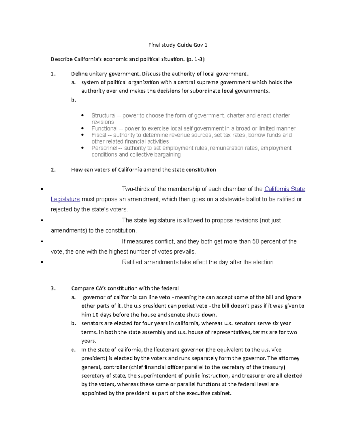 Final study guide Gov 1 - Lecture notes 1 - Final study Guide Gov 1 ...