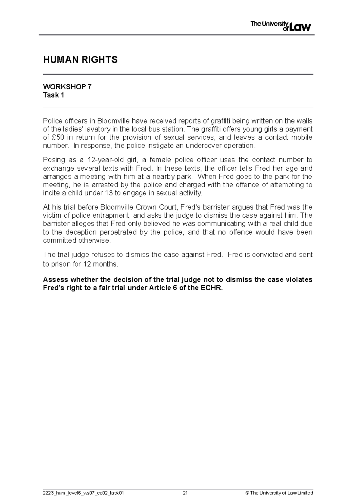 2223 hum level 6 ws07 ce02 task01 - HUMAN RIGHTS WORKSHOP 7 Task 1 ...