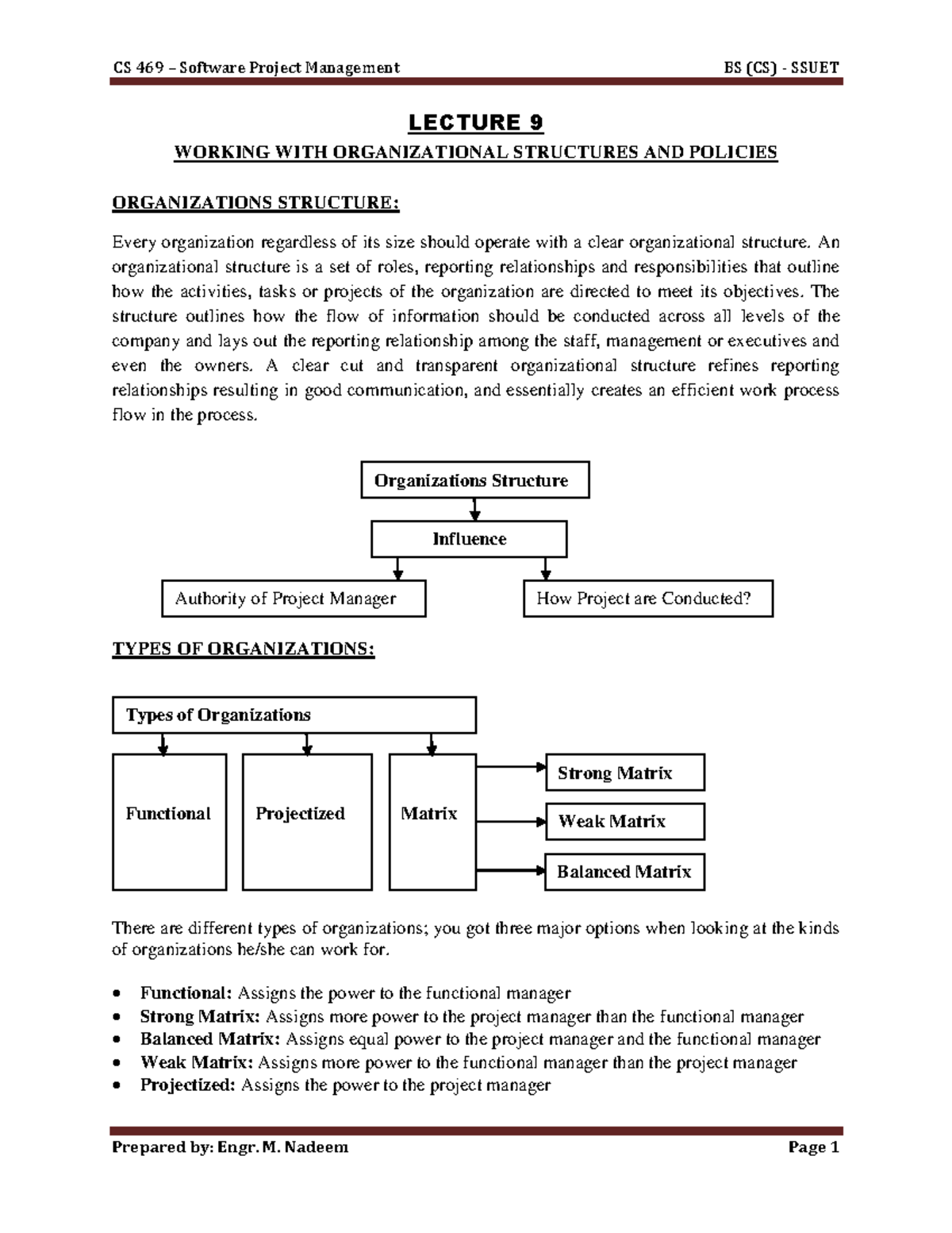 Lecture 9 (Working With Organizational Structures and Policies ...