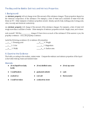 Day 1 Properties Of Matter Extrinsic And Instrinsic Lab - The Boy And ...