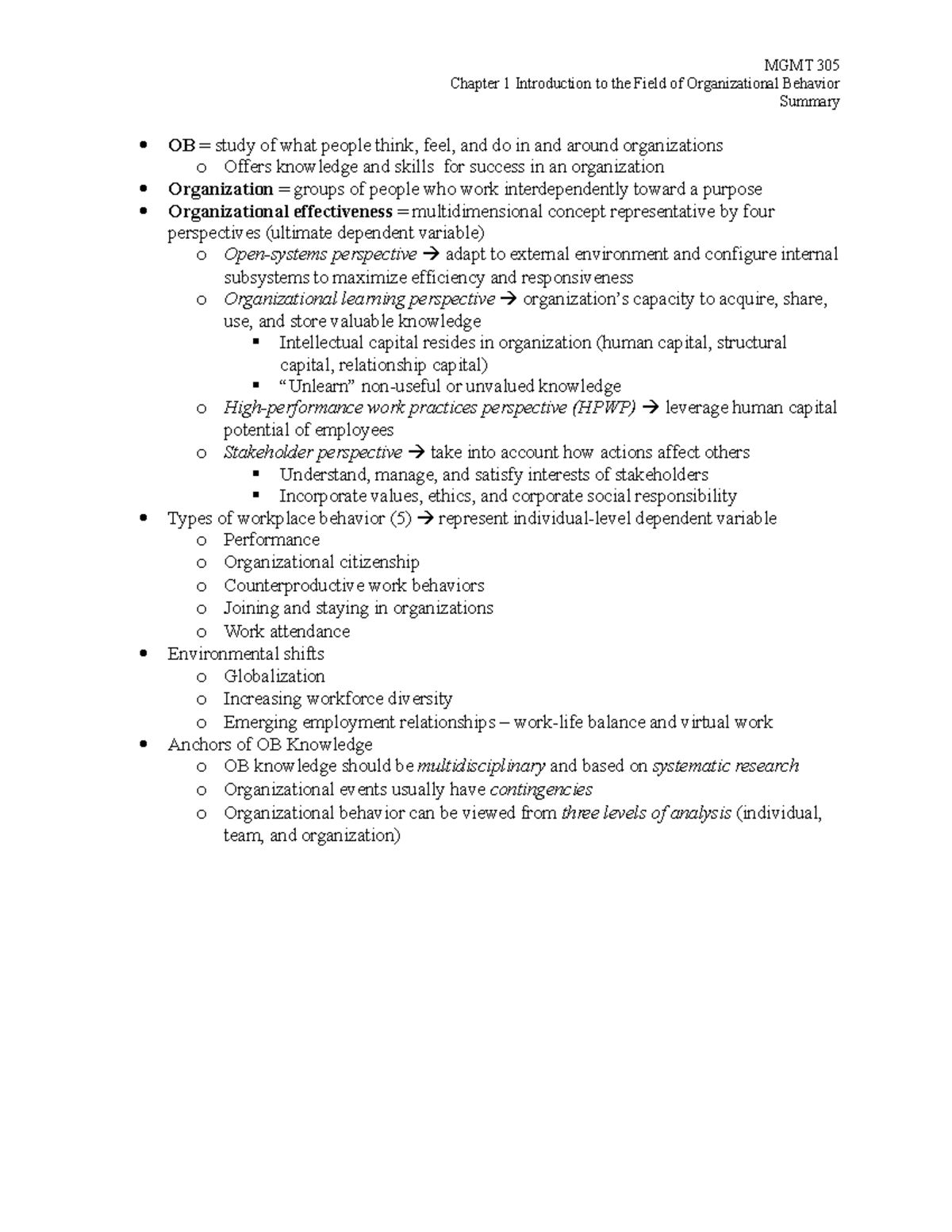 Mgmt 305 Ch 1 Mgmt 305 Ch 1 Mgmt 305 Chapter 1 Introduction To The Field Of Organizational Mgmt 305 Ch 1 Mgmt 305 Ch 1 Mgmt 305 Chapter 1 Introduction To The Field Of Organizational
