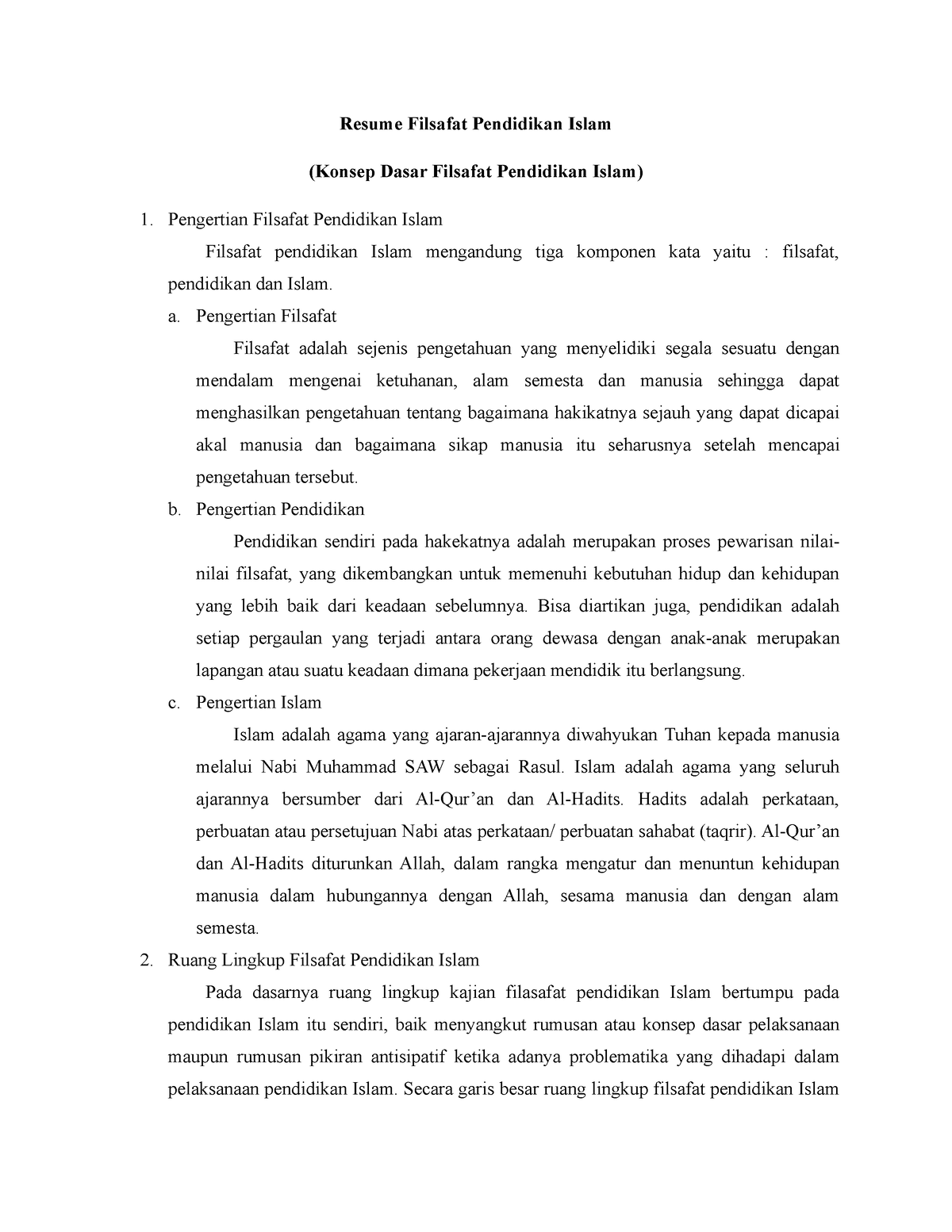 Konsep Dasar Filsafat Pendidikan Islam - Resume Filsafat Pendidikan ...