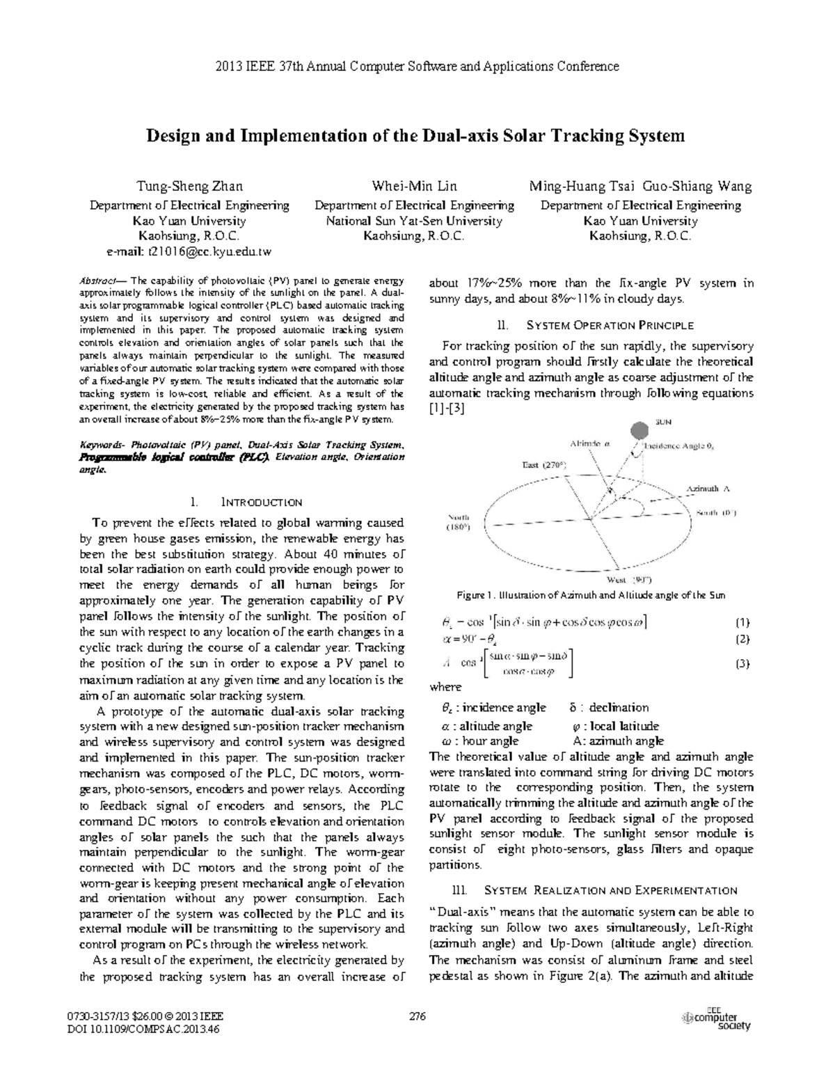 Design and Implementation of the Dual-axis Solar Tracking System - O. e ...