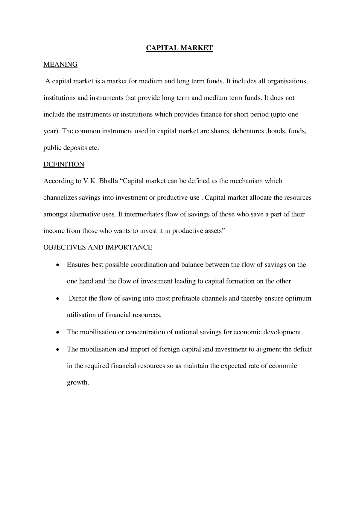 capital market management essay