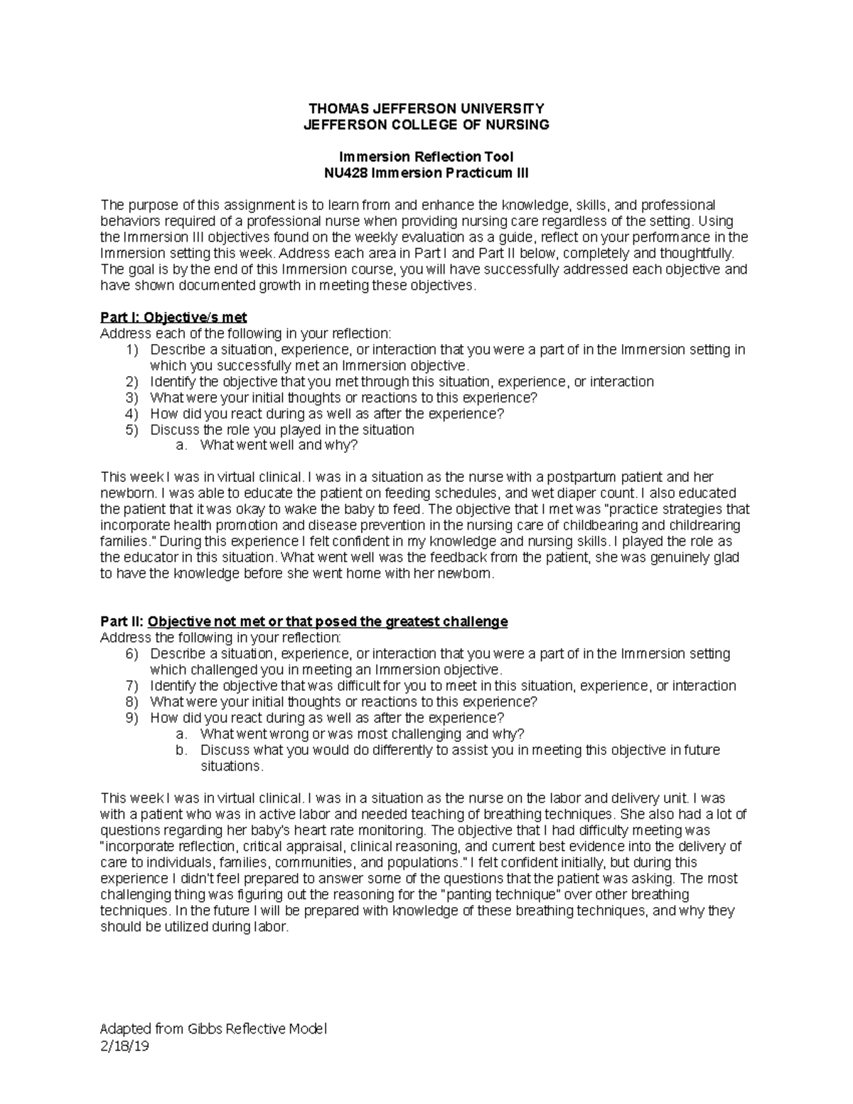 10:11 Immersion Reflection Tool - THOMAS JEFFERSON UNIVERSITY JEFFERSON ...