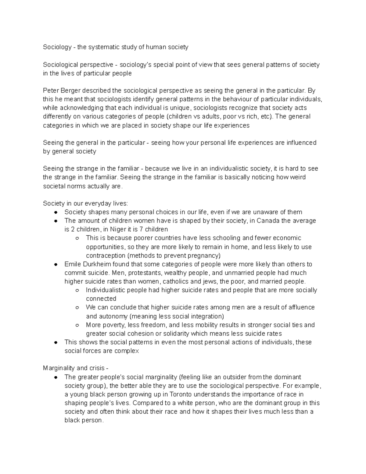 Chapter 1 The Sociological Perspective - Sociology - the systematic ...