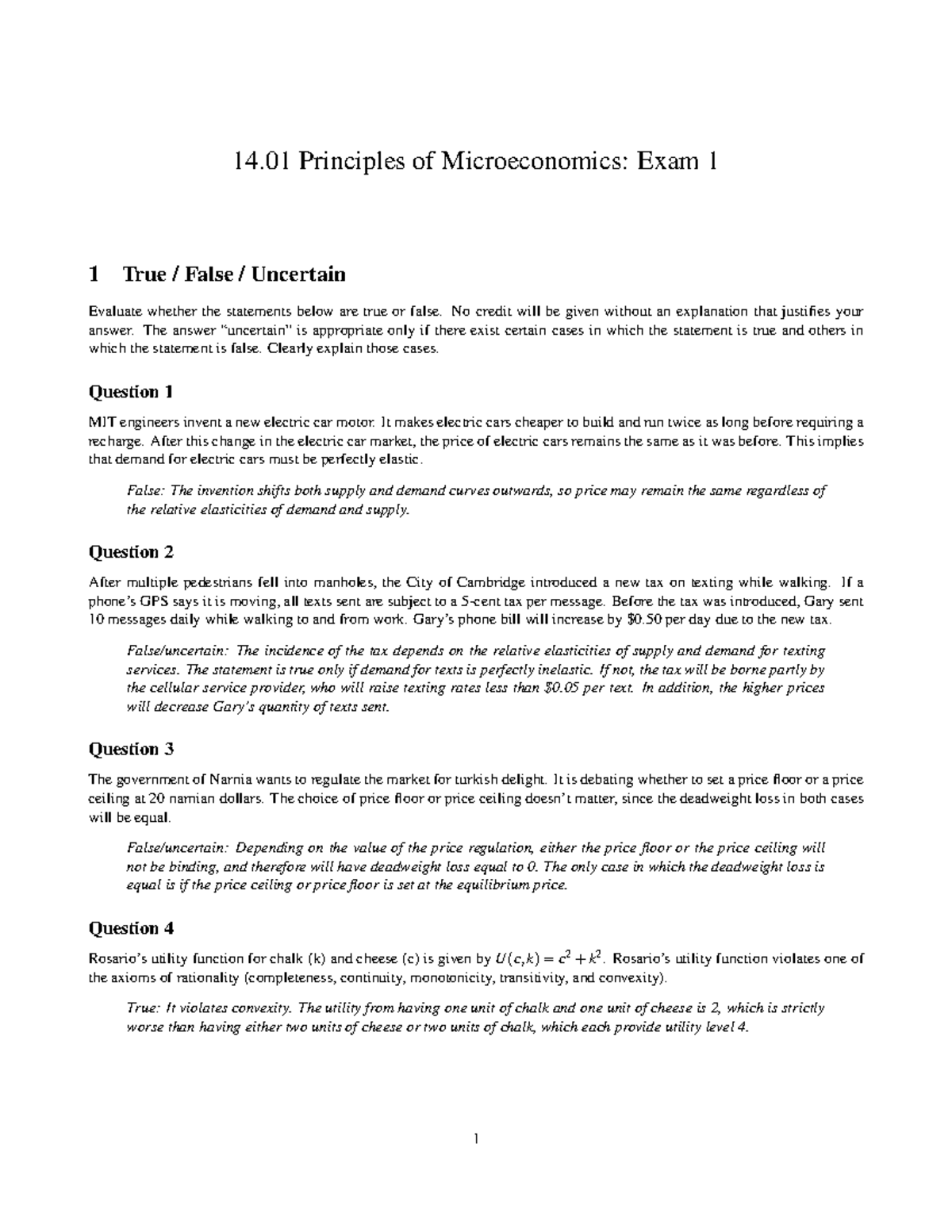 14.01 Principles Of Microeconomics: Exam 1 Practice Problems - 14 ...