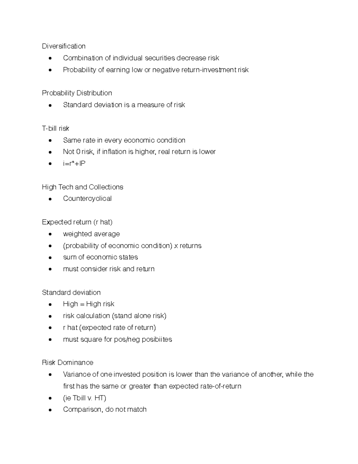 Fin301 4 - FIN 301 Study Guide - Diversification - Combination Of ...