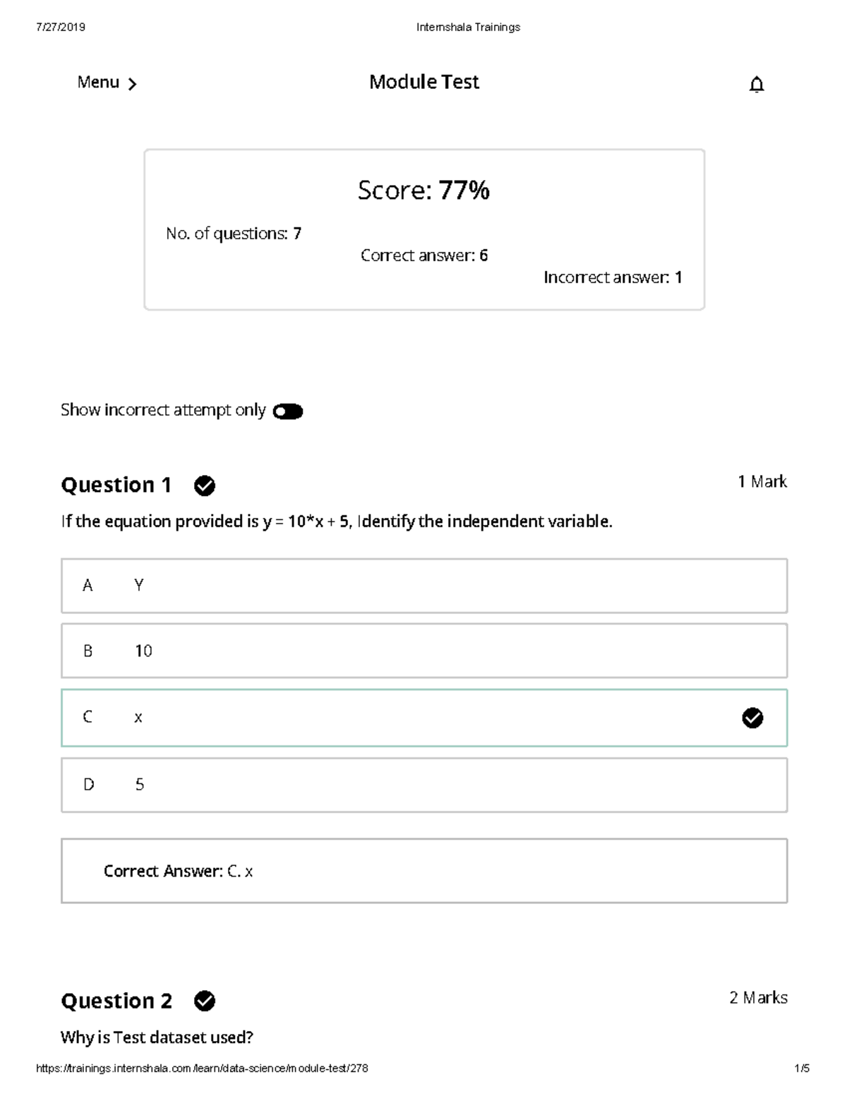 Predictive answers - Aicte Final Docx - 1 Mark 2 Marks Score: 77% Show ...