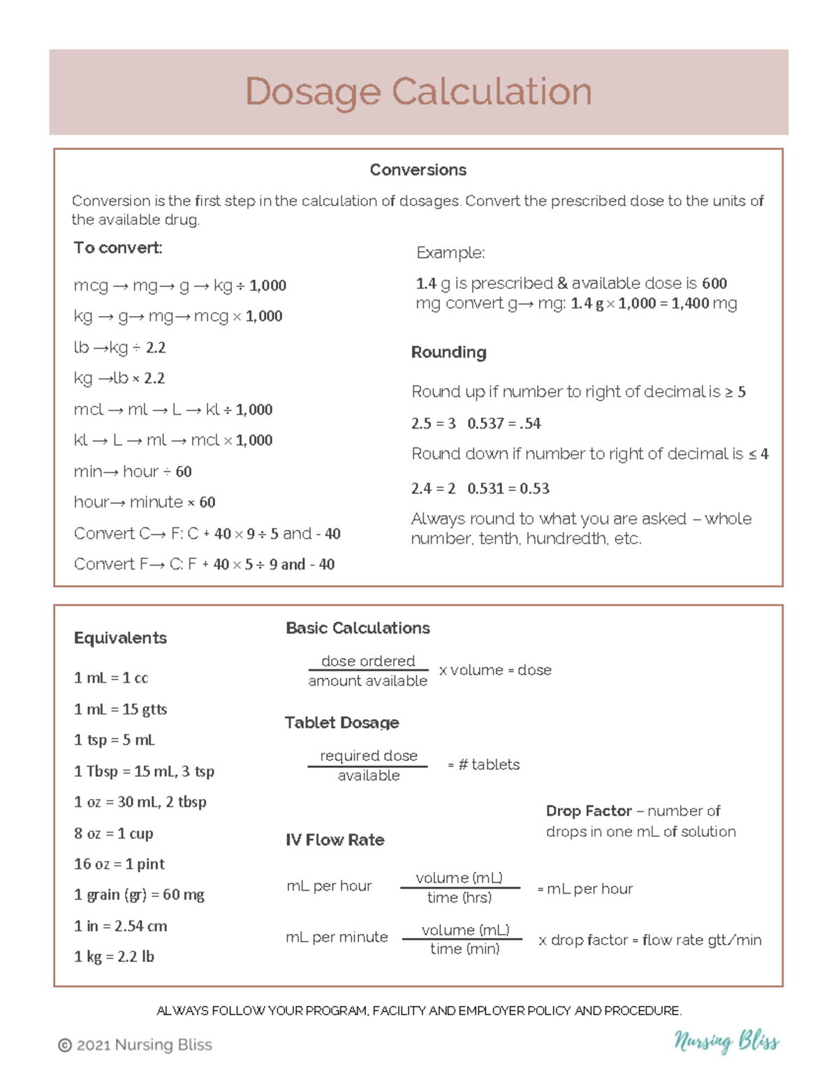 Pharm by Nursing Bliss - Dosage Calculation - Dosage Calculation ...