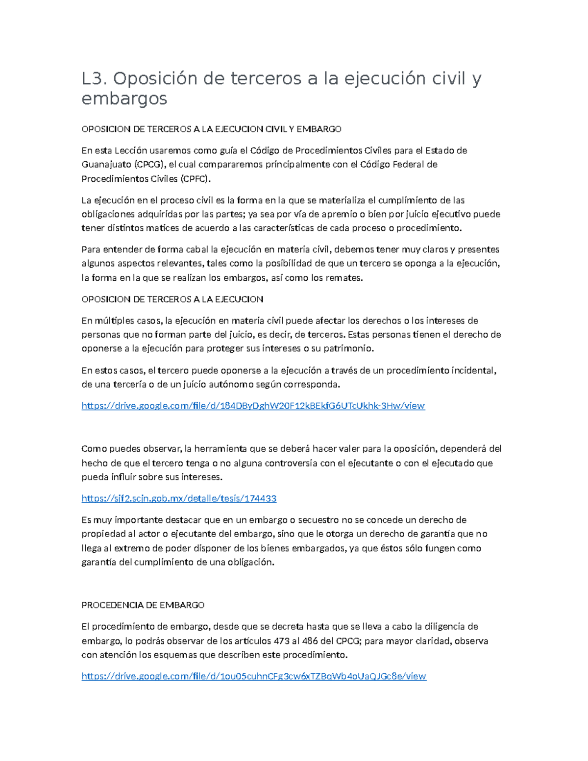 L3. Oposición de terceros a la ejecución civil y embargos - L3 ...
