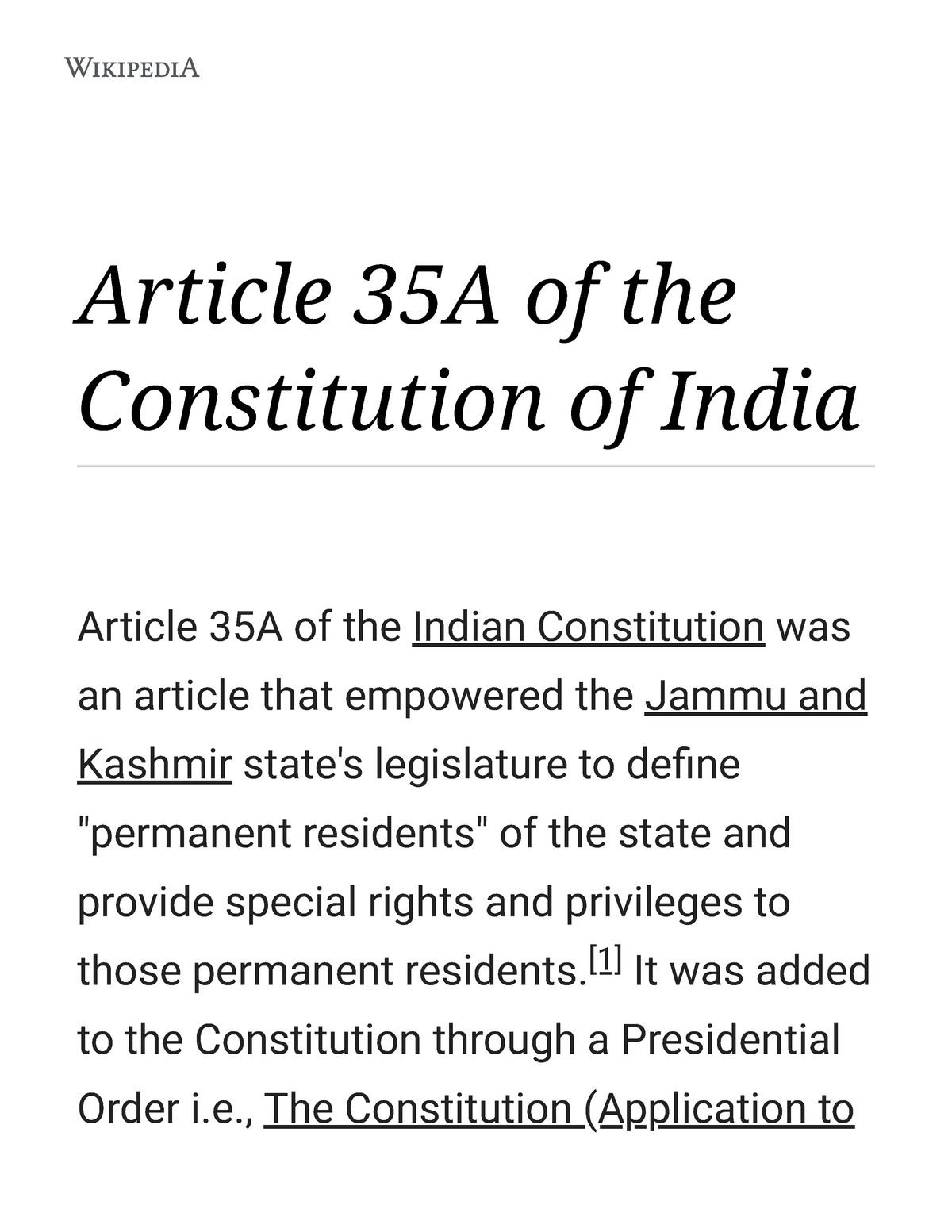 Article 35A Of The Constitution Of India - Wikipedia - Article 35A Of ...