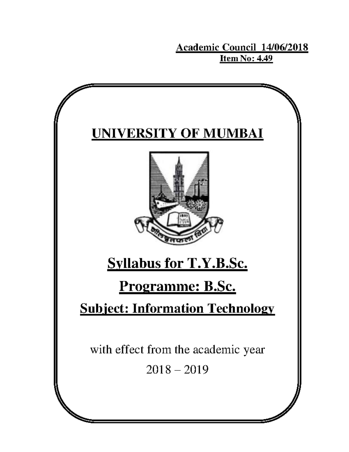 TYBSc IT Syllabus - Notes - Academic Council 14/06/ ####### Item No: 4 ...