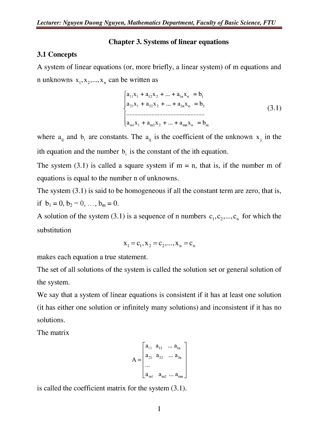 Chapter 3 TCC - Nothing - Chapter 3. Systems Of Linear Equations 3 ...