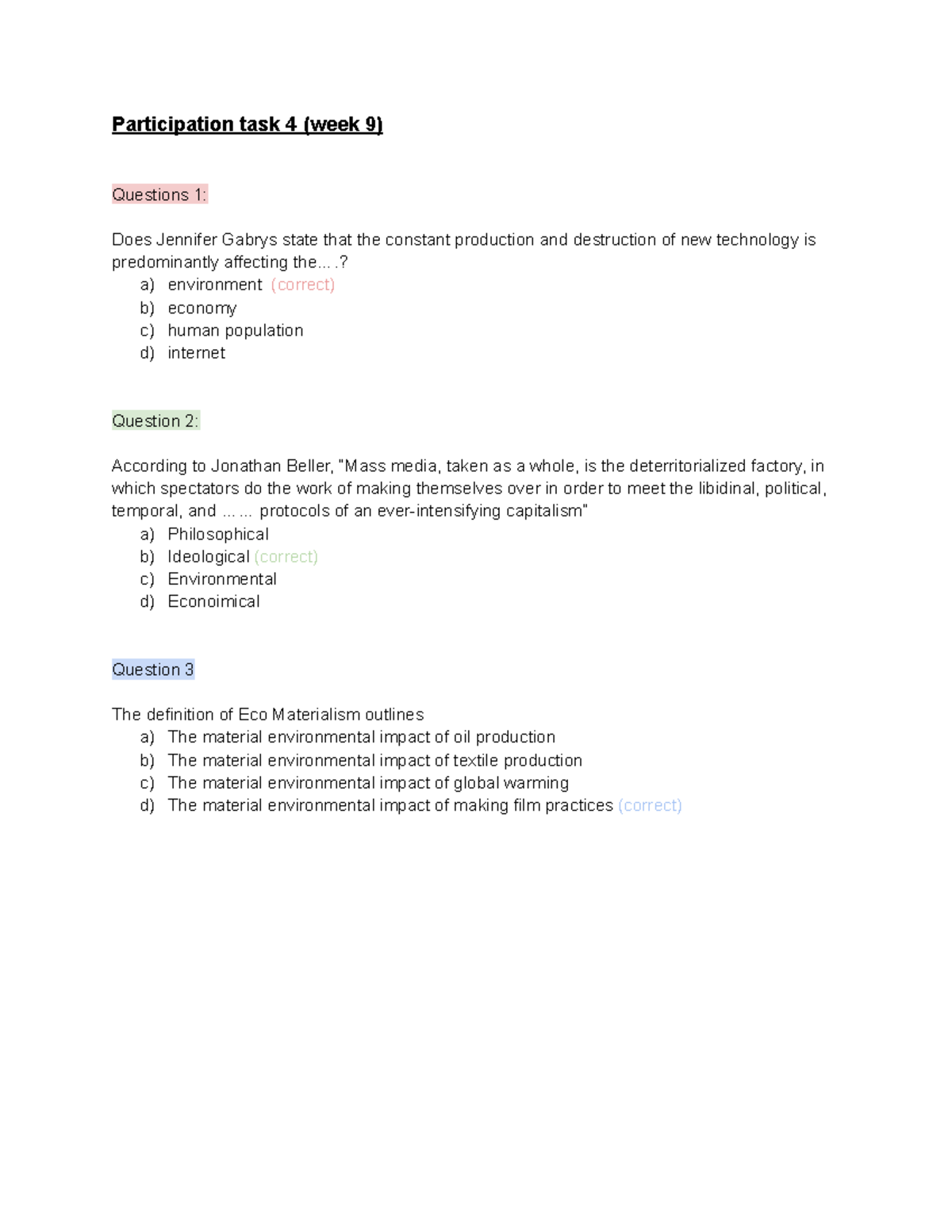 Participation task 4 (week 9) - Participation task 4 (week 9) Questions ...