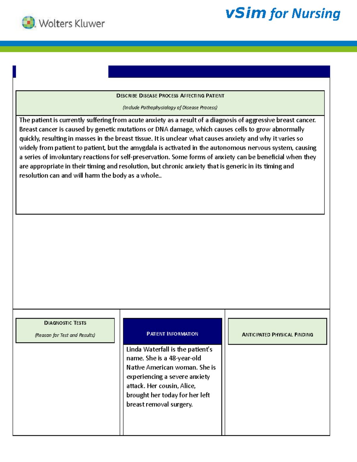 Linda Waterfall v Sim Clinical Replacement Packet for Students ...