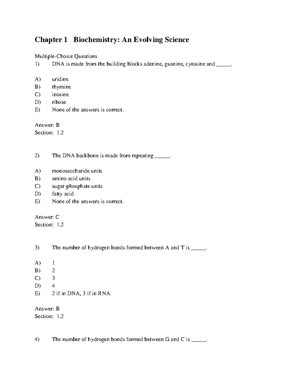 Chapter 1 Biochemistry Questions - Studocu