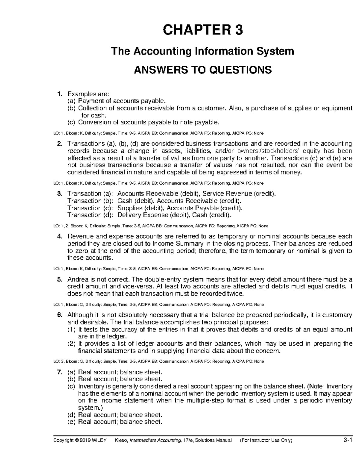 Financial Accounting 1 - Chapter 3 (Answer) - Copyright © 2019 WILEY ...