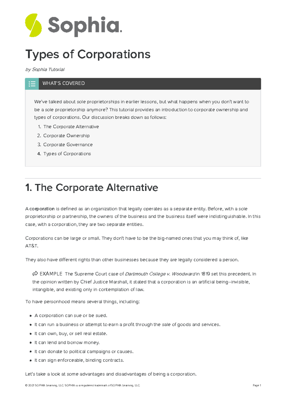 Types of corporations 4 Types of Corporations by Sophia Tutorial We