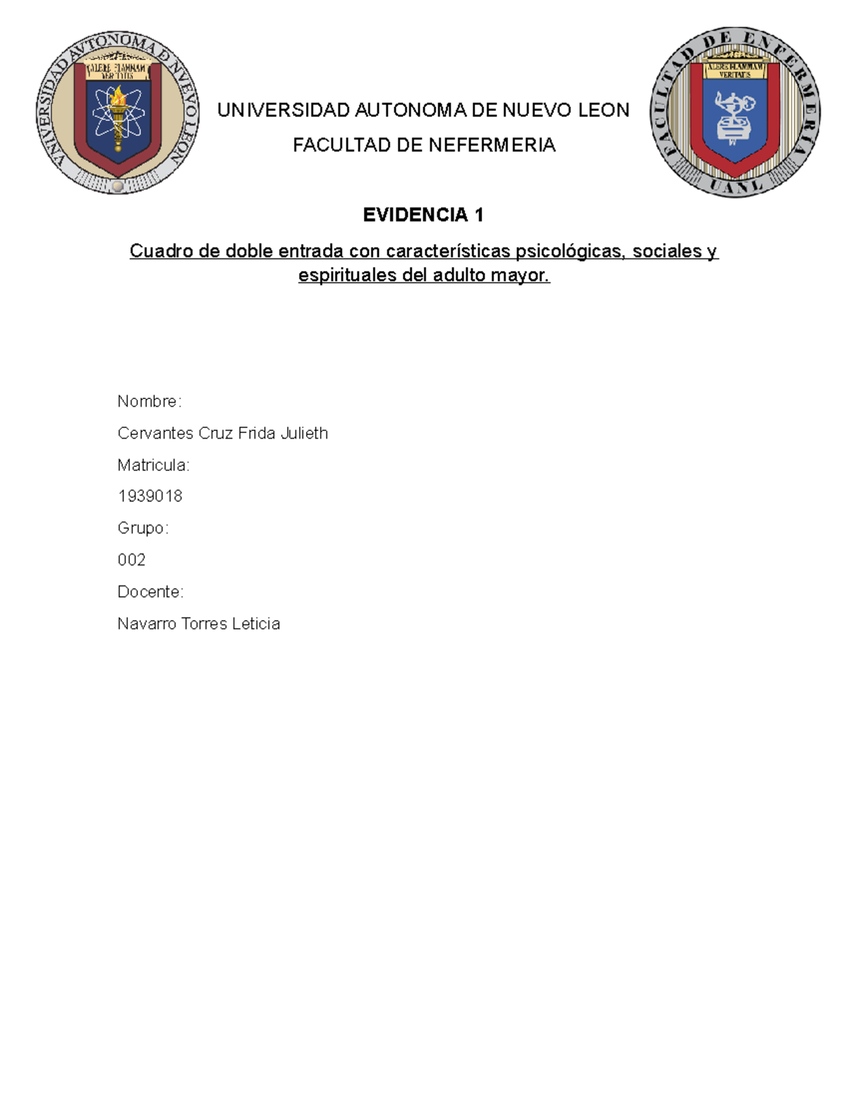 EV 1 - cambiale algo - UNIVERSIDAD AUTONOMA DE NUEVO LEON FACULTAD DE ...