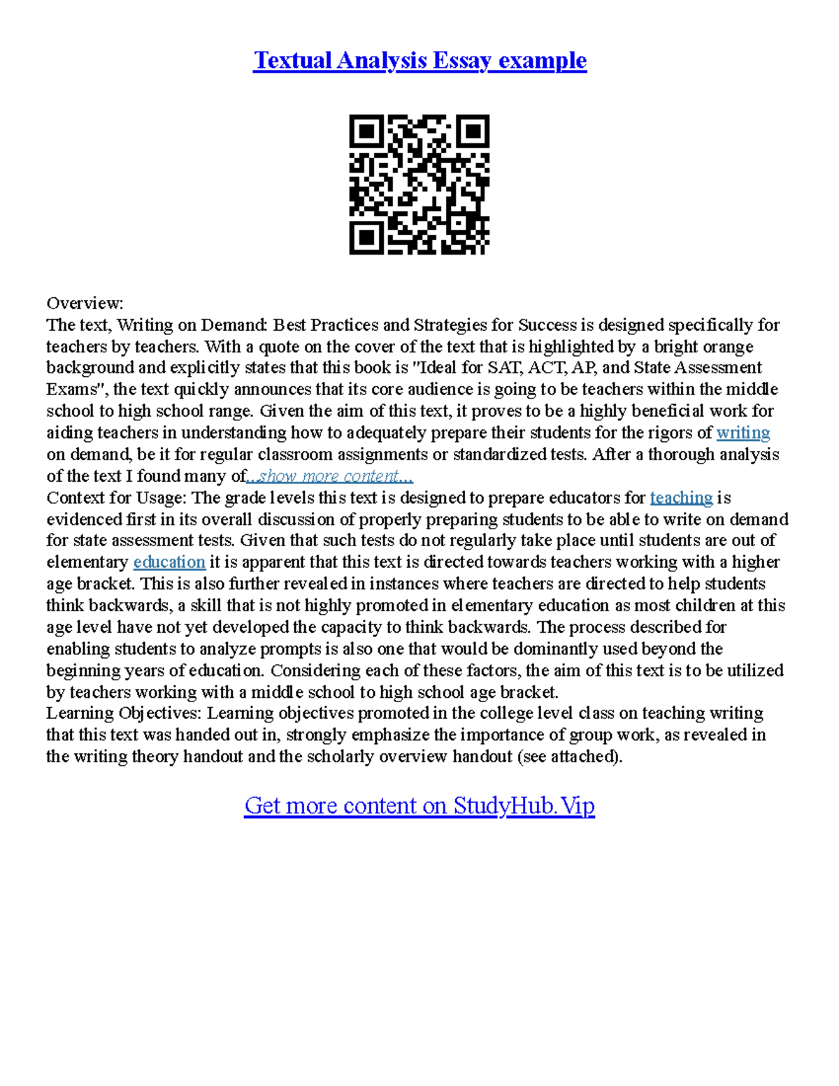Book Analysis Essay Example - Textual Analysis Essay example Overview ...