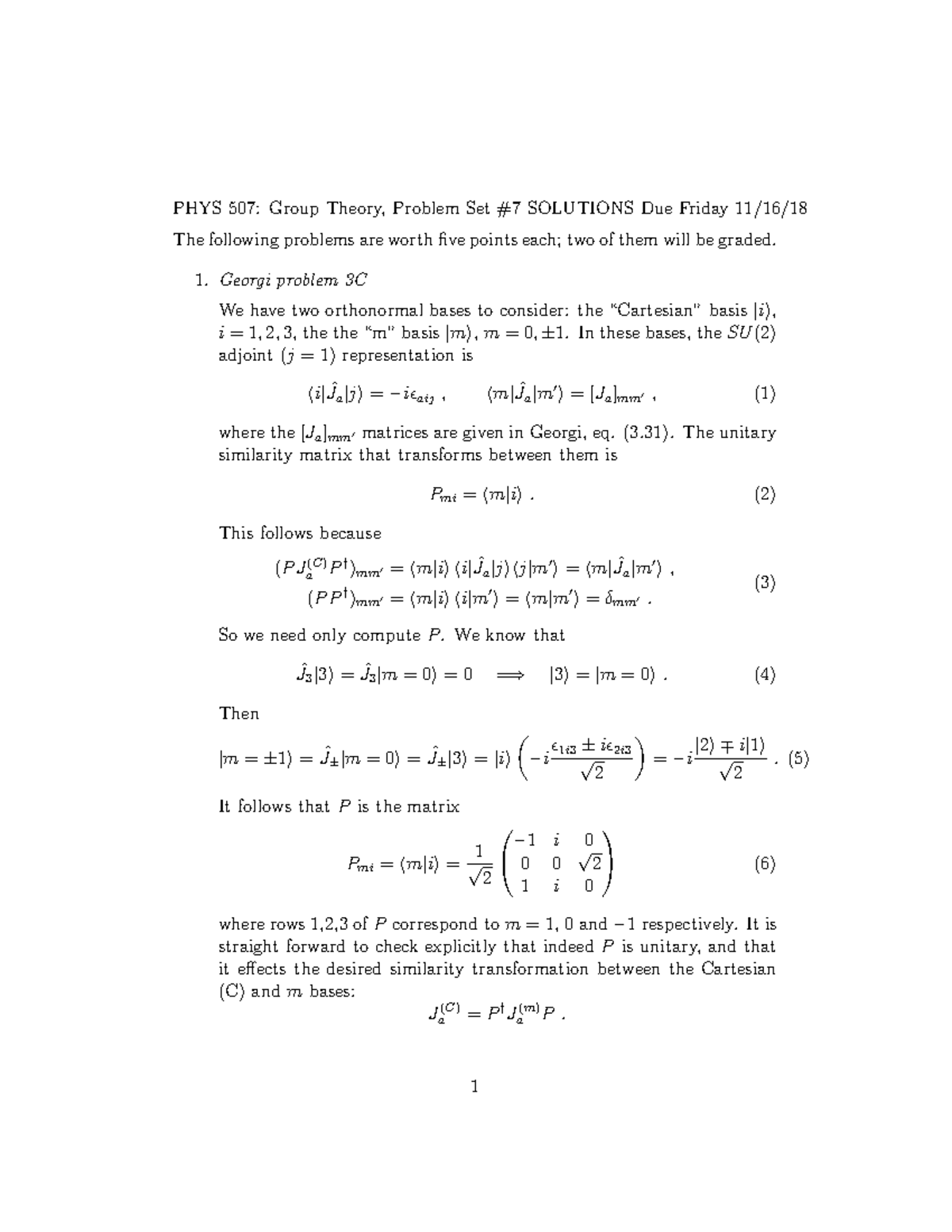 Phys 507 Homework 7 Solution - PHYS 507: Group Theory, Problem Set #7 ...