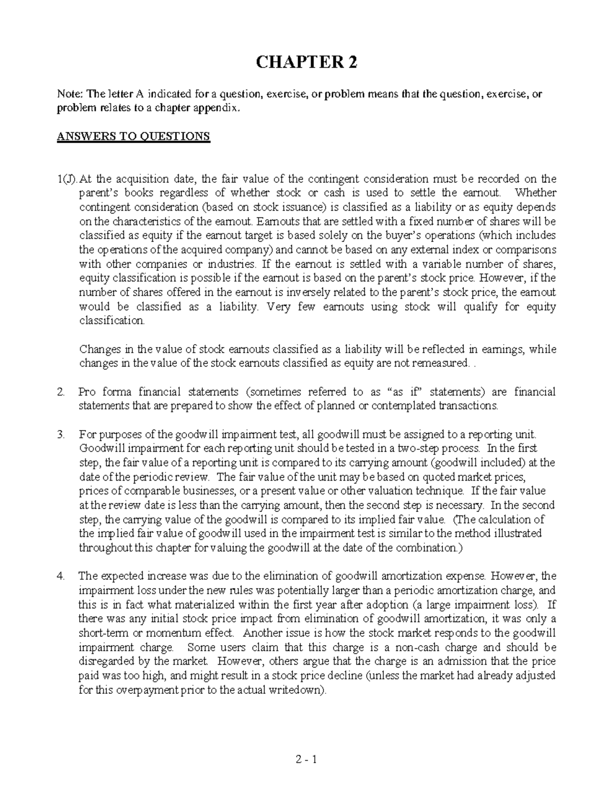 Test bank and Solution of Advanced Accounting 6e - CHAPTER 2 Note: The ...