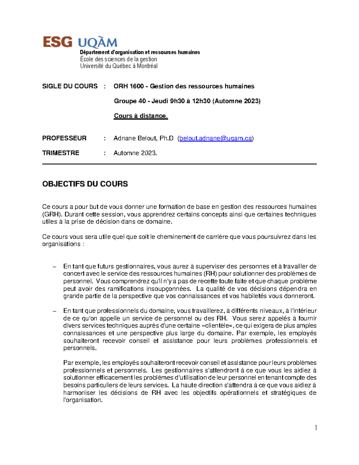 Syllabus ORH 1600 Gr 40 - SIGLE DU COURS : ORH 1600 - Gestion Des ...