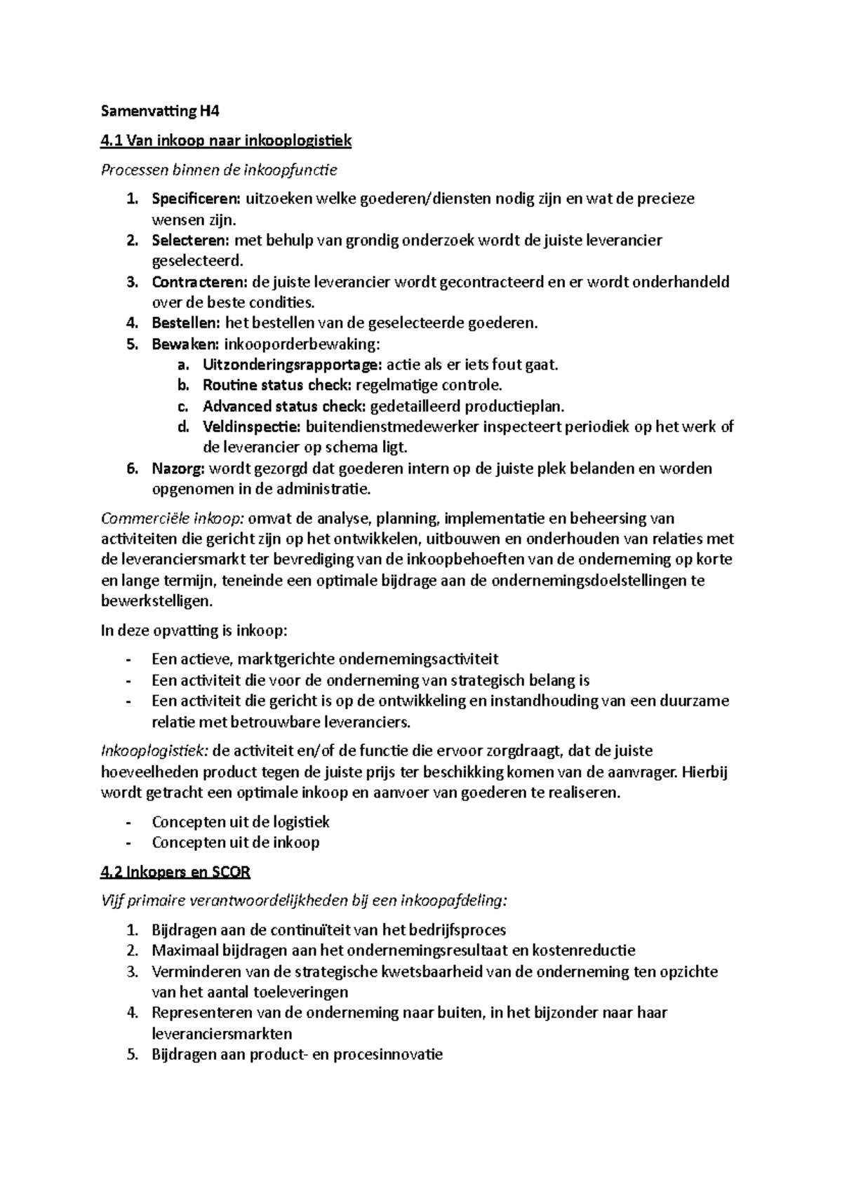 Samenvatting H4 - Werken Met Logistiek - Inleiding Logistiek - Breda ...