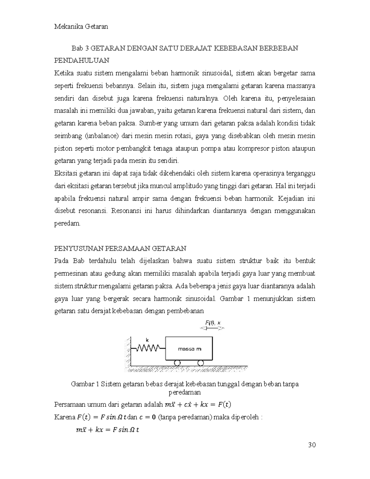 Bab 3 Getaran Dengan SATU Derajat Kebebasan Berbeban - Bab 3 GETARAN ...