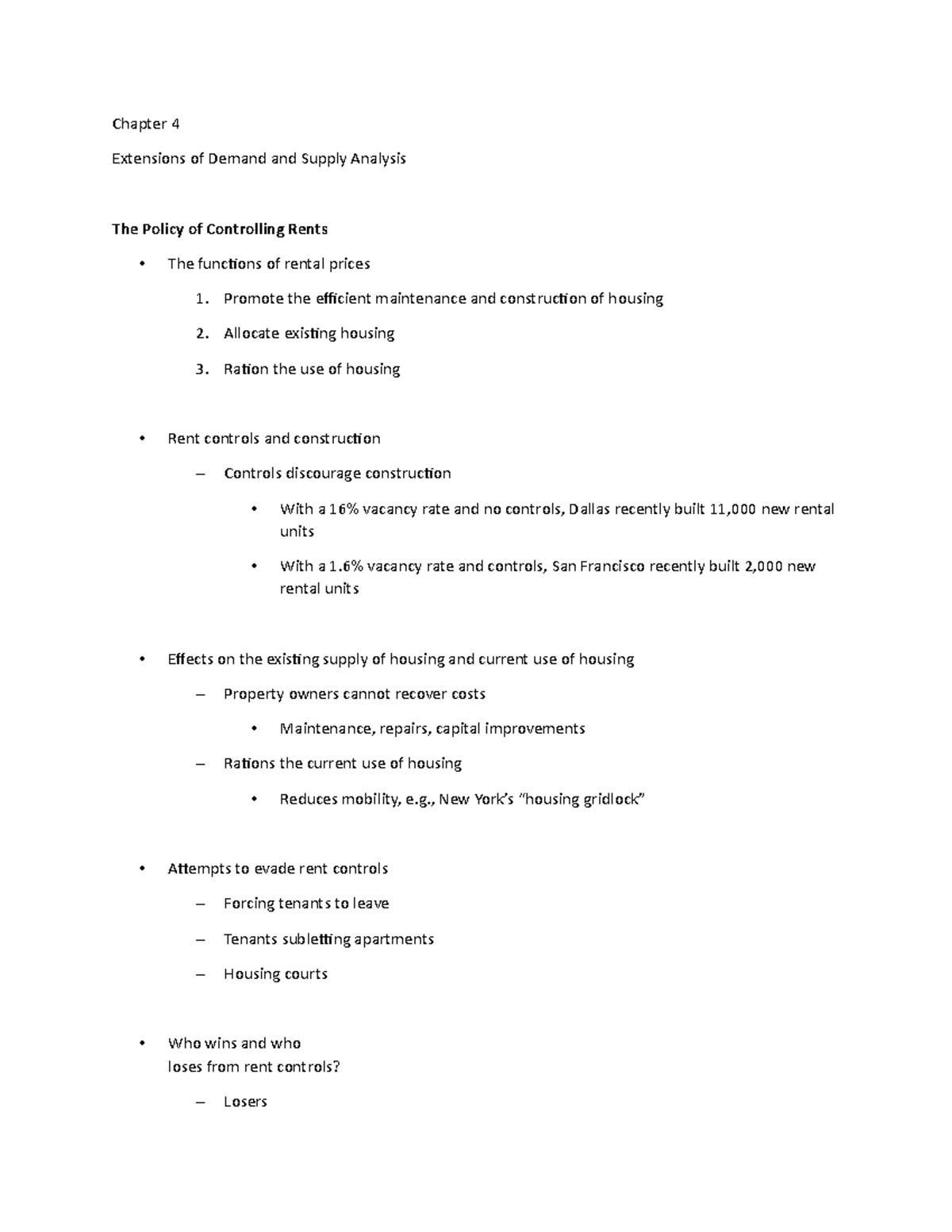 Chapter 4 - Lecture Notes 4 - Chapter 4 Extensions of Demand and Supply ...